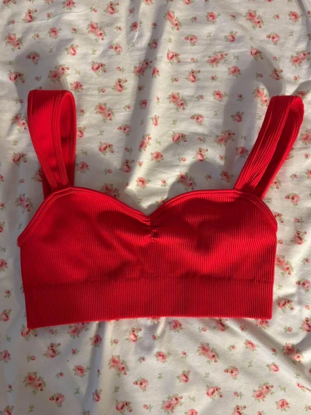 Urban Outfitters Red Ribbed Bralette Crop Top